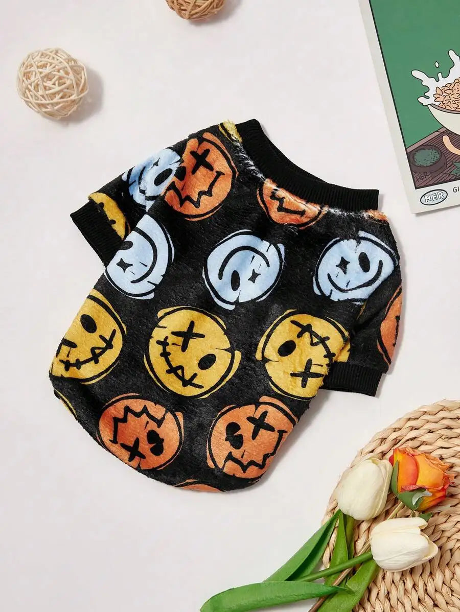 Heart Print Crew Neck Sweater for Dogs Cat