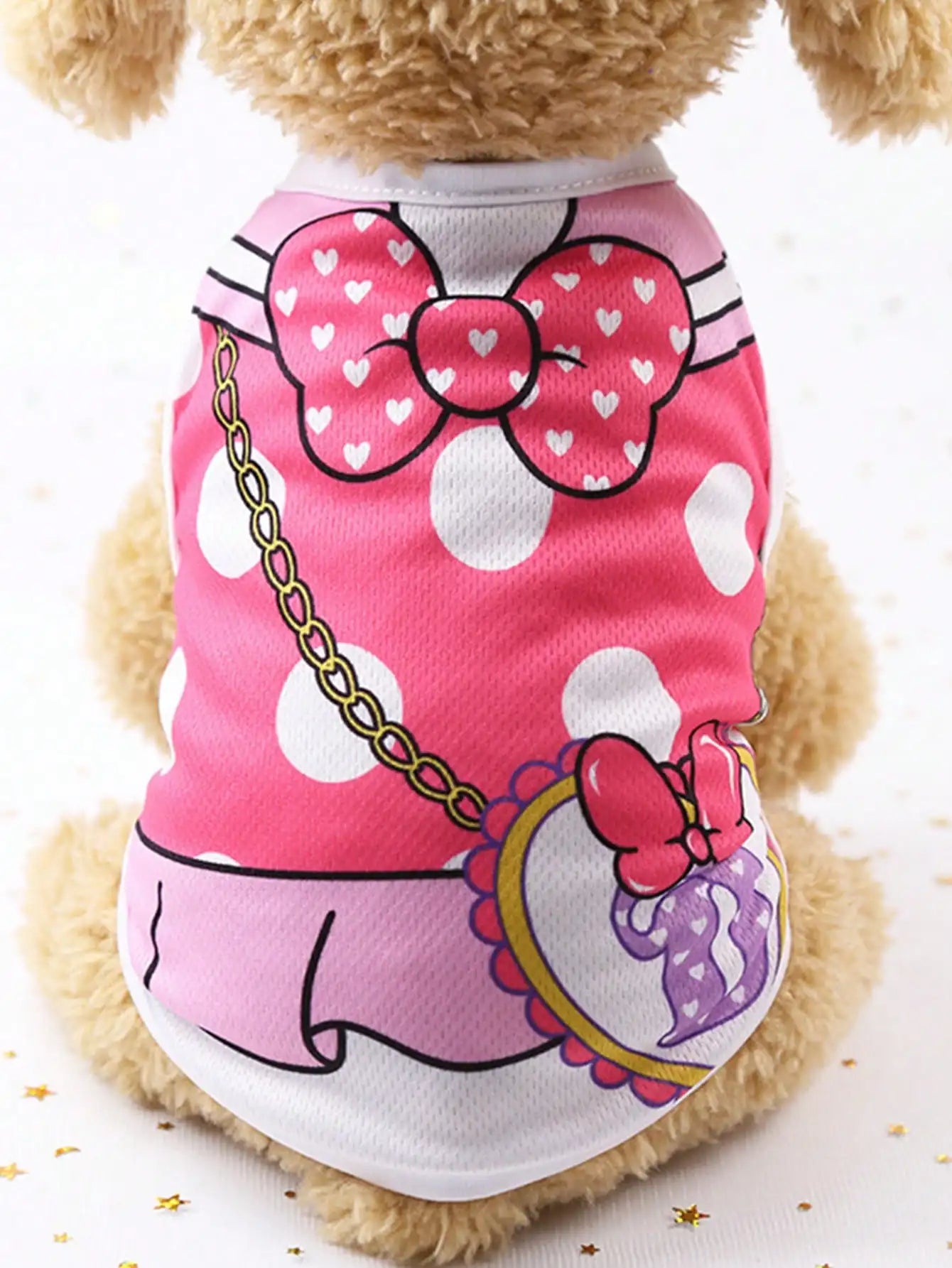 Pink Polka Dot Vest, Bow Print, for Small Dogs