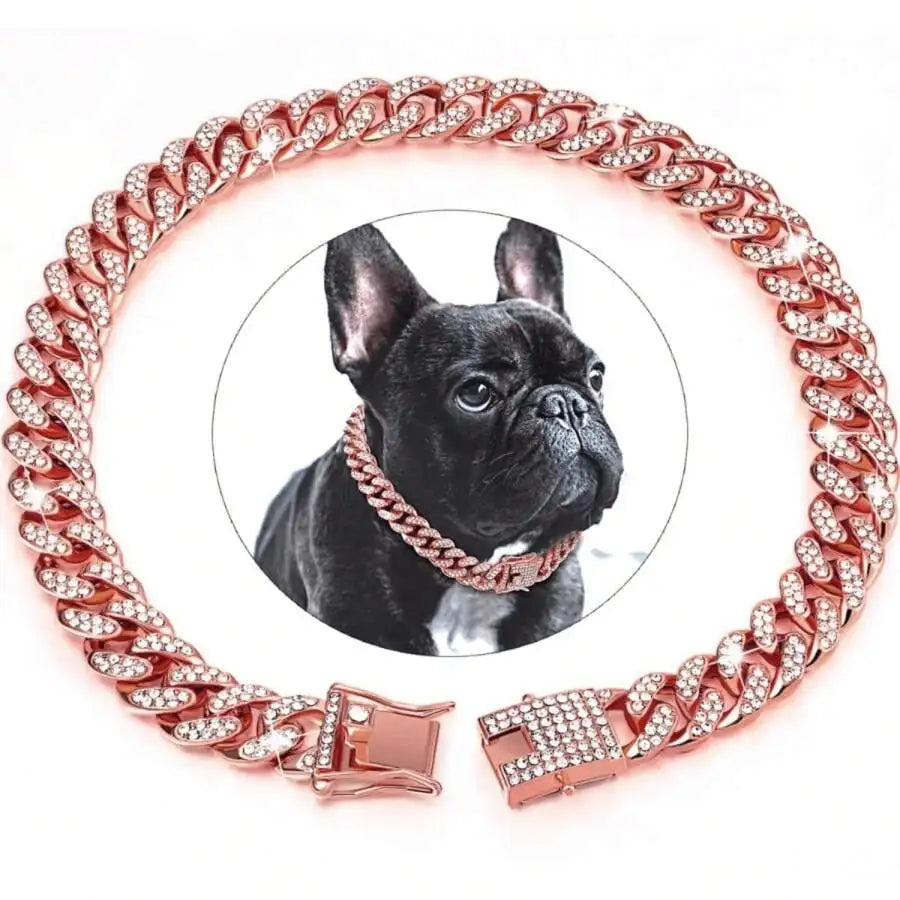 Rose Gold Cuban Chain Collar for Dogs and Cats