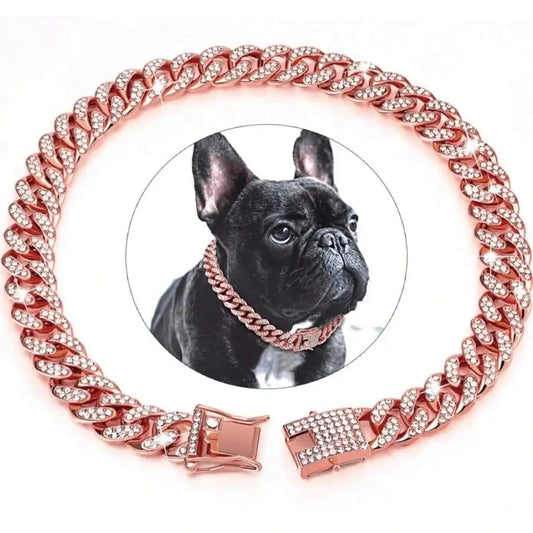 Rose Gold Cuban Chain Collar for Dogs and Cats