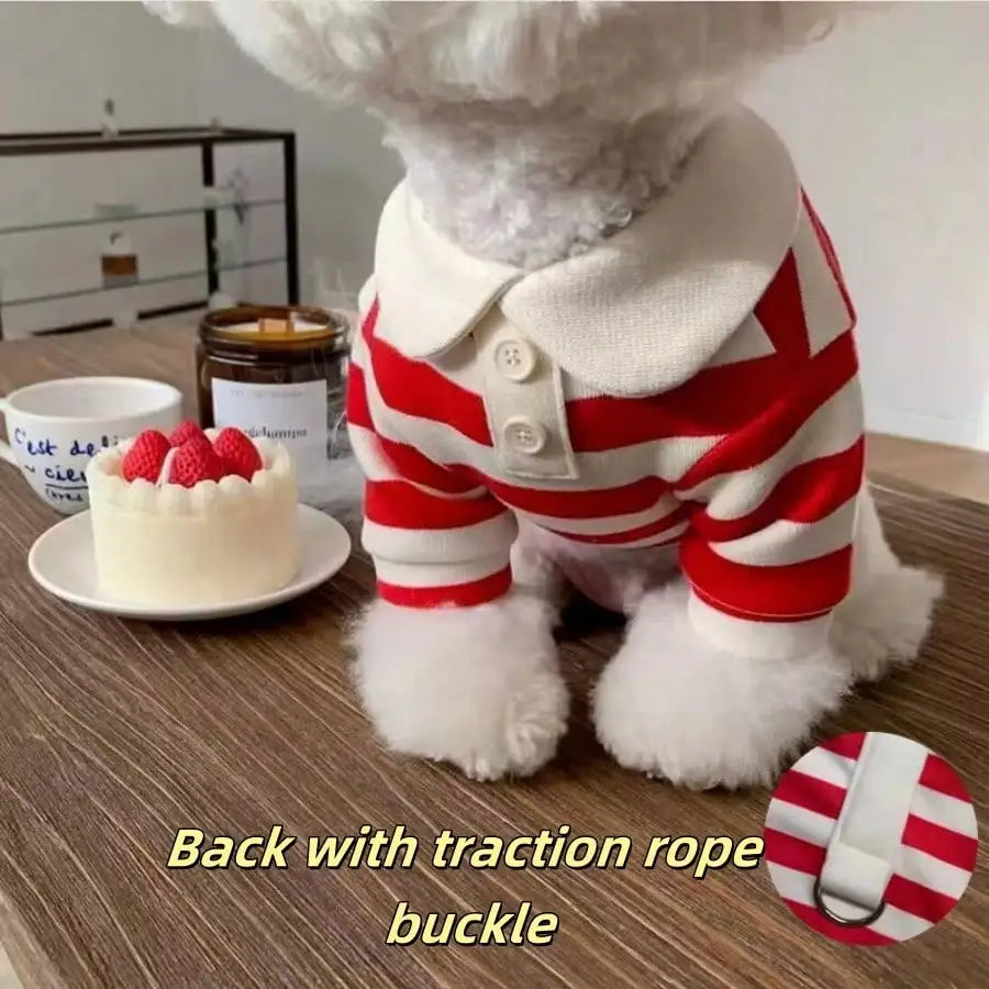Striped Dog Polo Shirt for Small Breeds