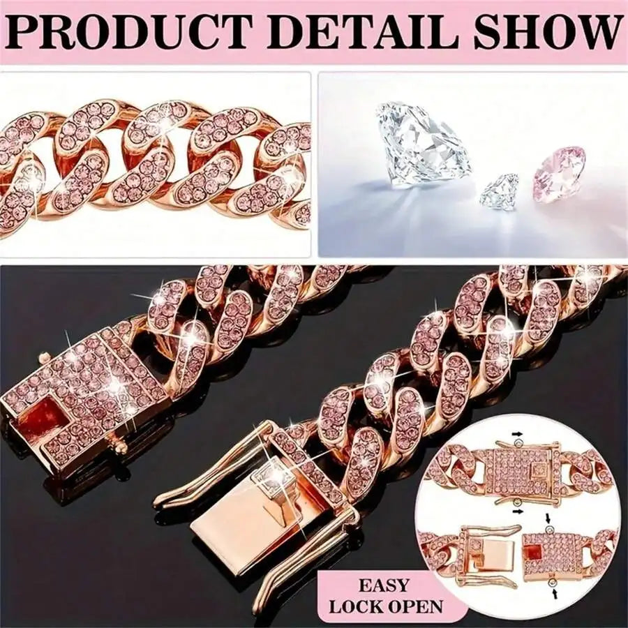 Rose Gold Cuban Chain Collar for Dogs and Cats