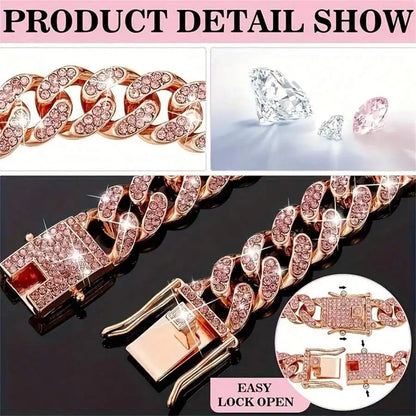 Rose Gold Cuban Chain Collar for Dogs and Cats