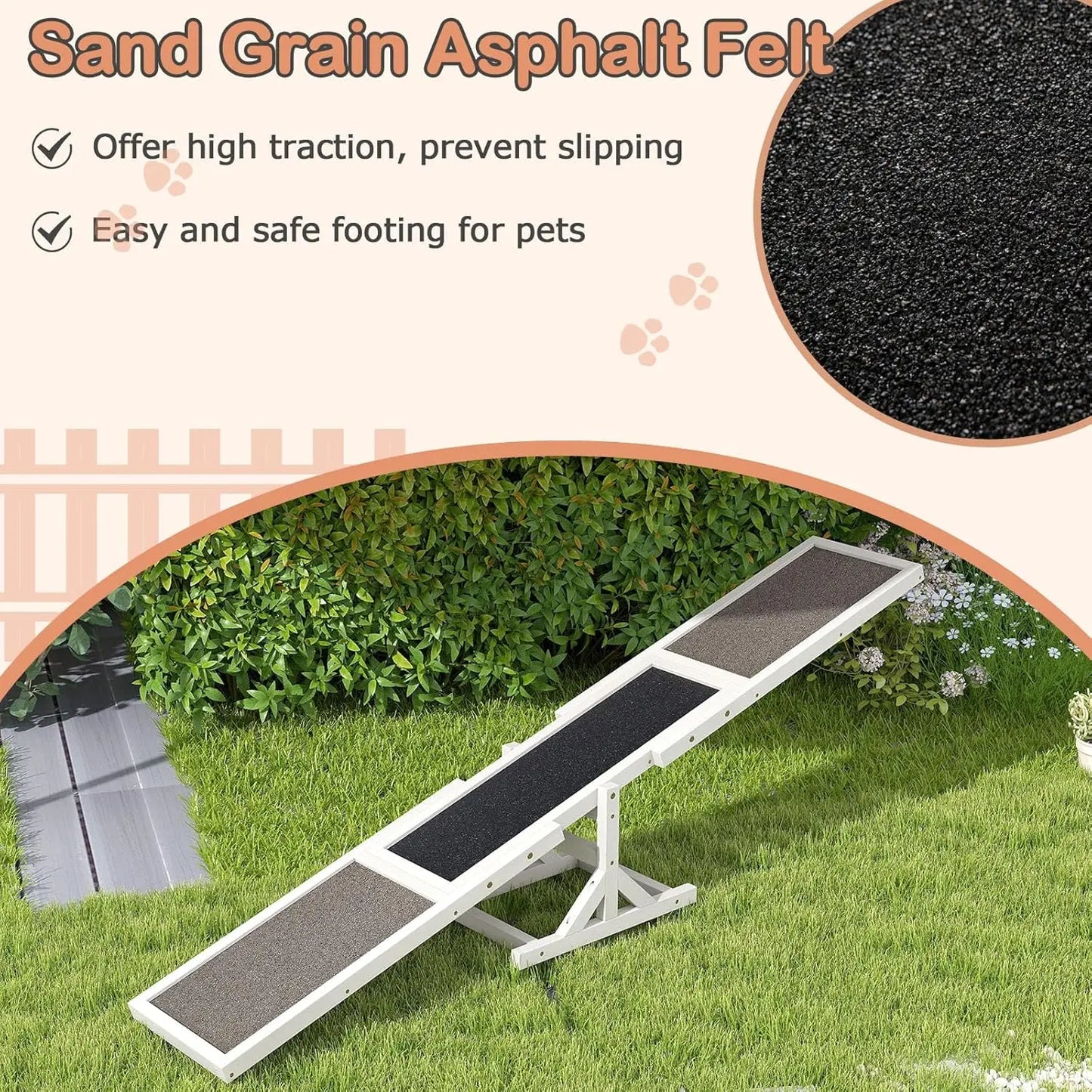 Wooden Dog Agility Seesaw Outdoor, Weatherproof, White