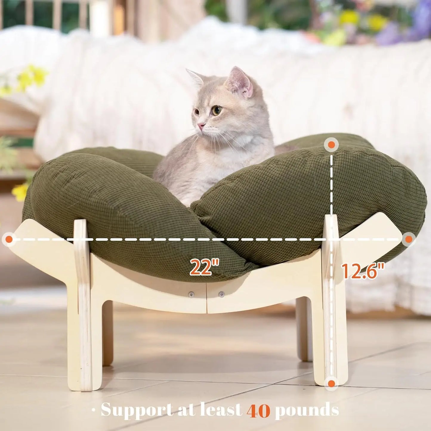 Green Fluffy Lounge Chair for Cats, Puppies