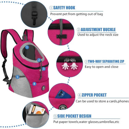 Pet Backpack Travel Bag Breathable Safety Reflective Strips