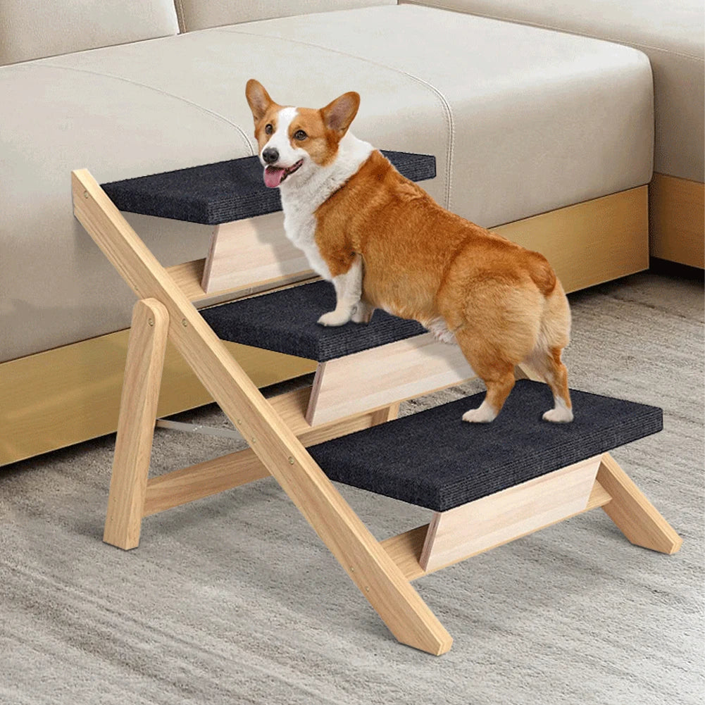 Foldable Outdoor Non-slip Dog Stair, Carpeted