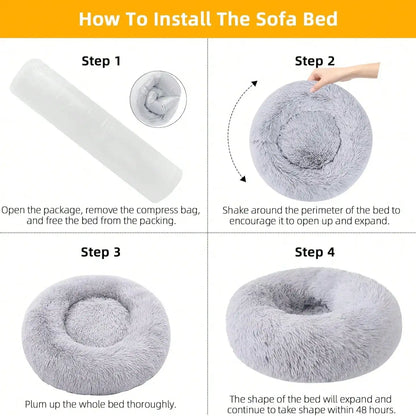 Soft Round Bed for Cats and Small Dogs