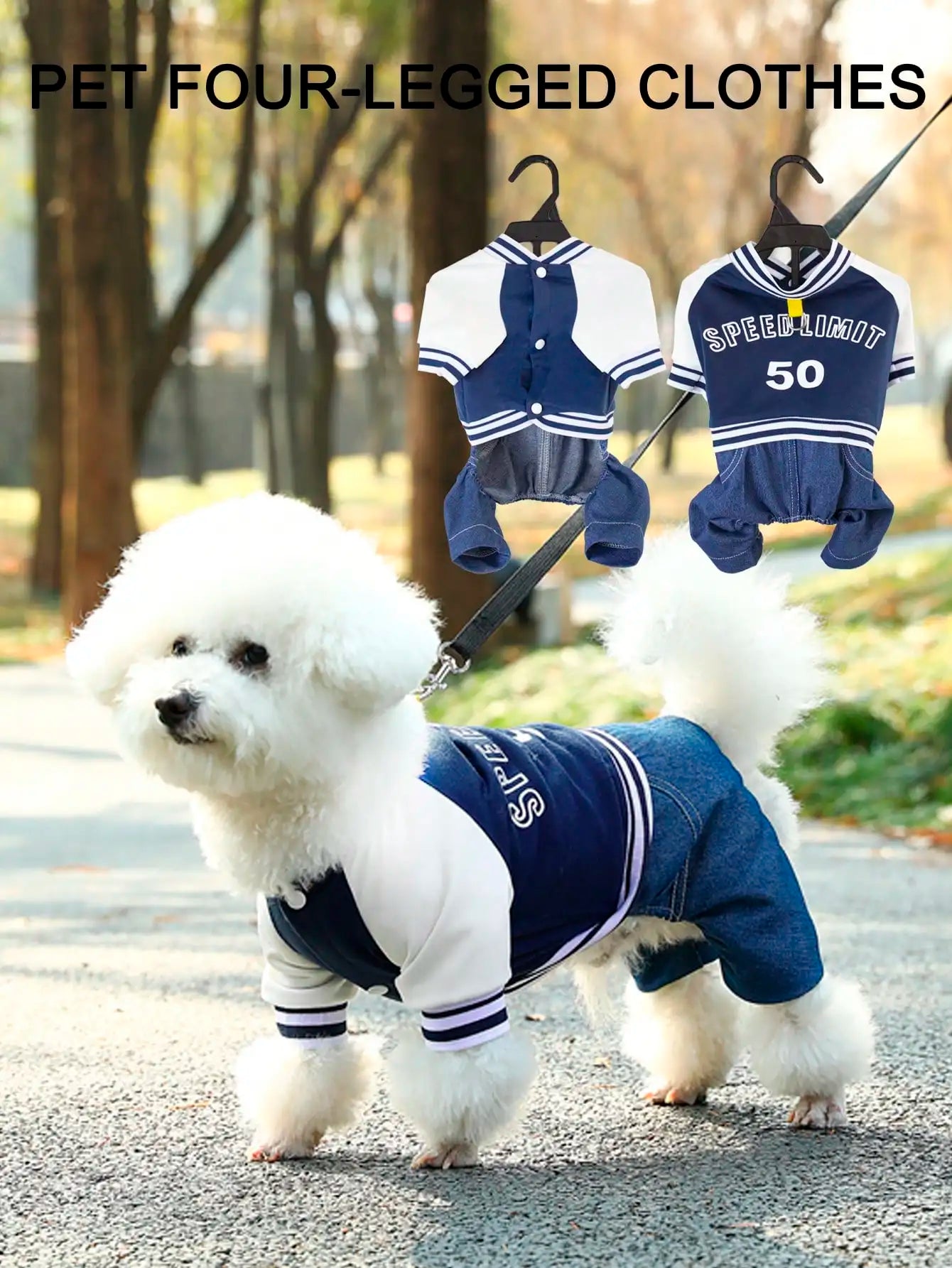 Navy Bluet Jumpsuit, Denim Style for Dogs and Cats