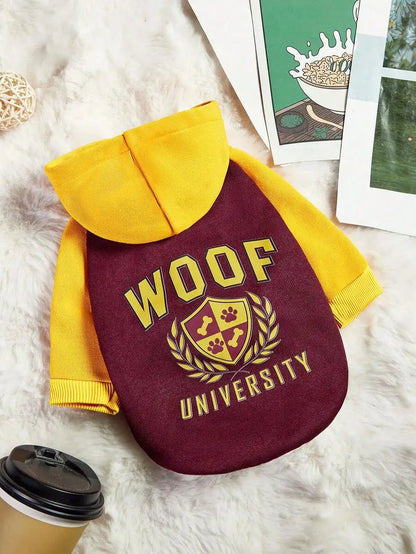 Hooded Sweatshirt, Collegiate-Style Print, Dogs
