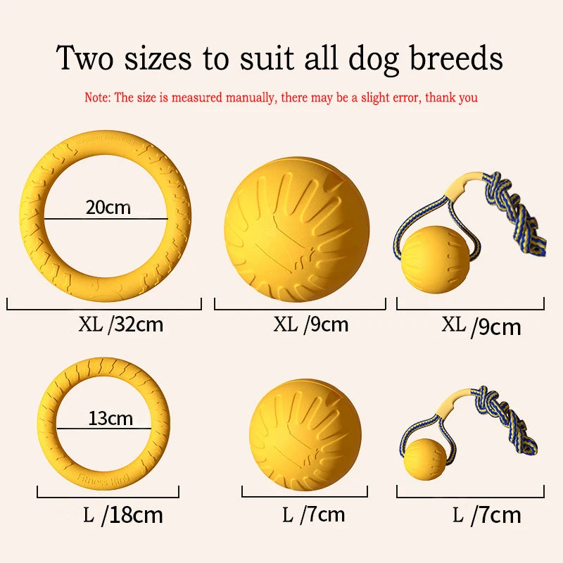 4 Pack EVA Durable Dog Toys, Flying Disc, Ball, Tug Rope, Chew-Proof Teeth Cleaning Set {2024 Best Seller）