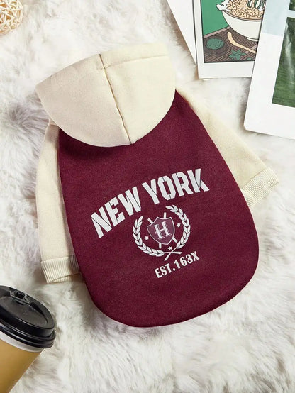 Hooded Sweatshirt, Collegiate-Style Print, Dogs