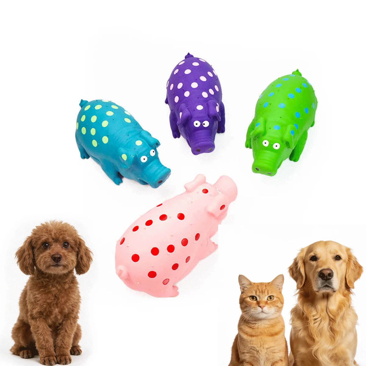 Fun natural latex spotted pig voice dog toy bite resistant and teeth cleaning interactive pet toy