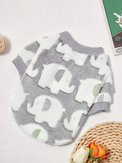 Heart Print Crew Neck Sweater for Dogs Cat