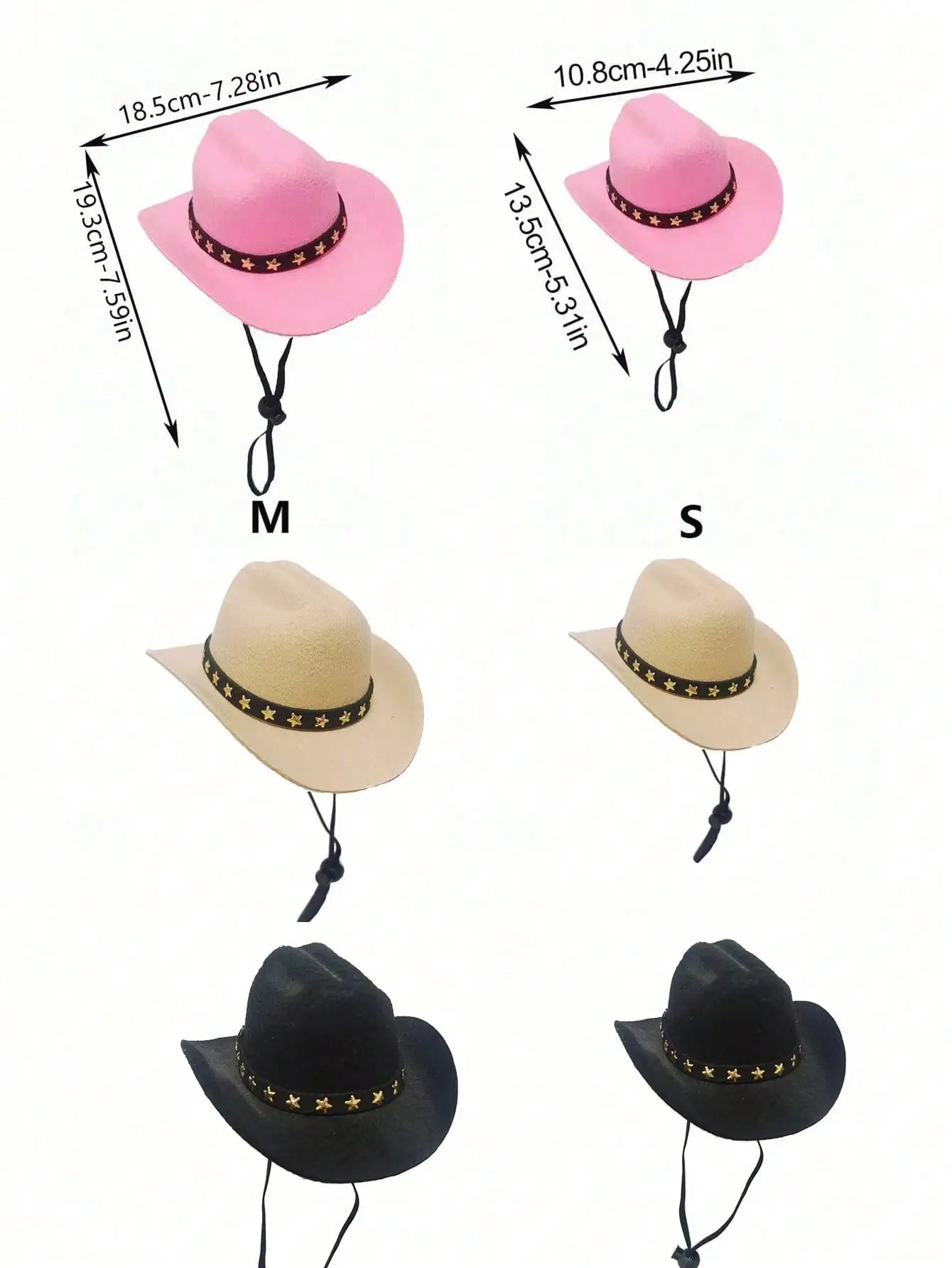 Western-Style Hat, Adjustable, in Multiple Colors, Dogs or Cats