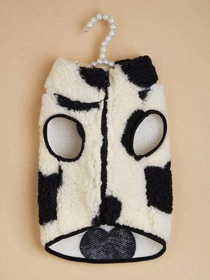Sherpa Vest, Black Spot Pattern, Warm Winter Coat, Dogs, Cats