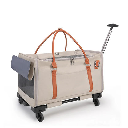 Pet Carrier with Wheels, Foldable Trolley, Cats & Dogs