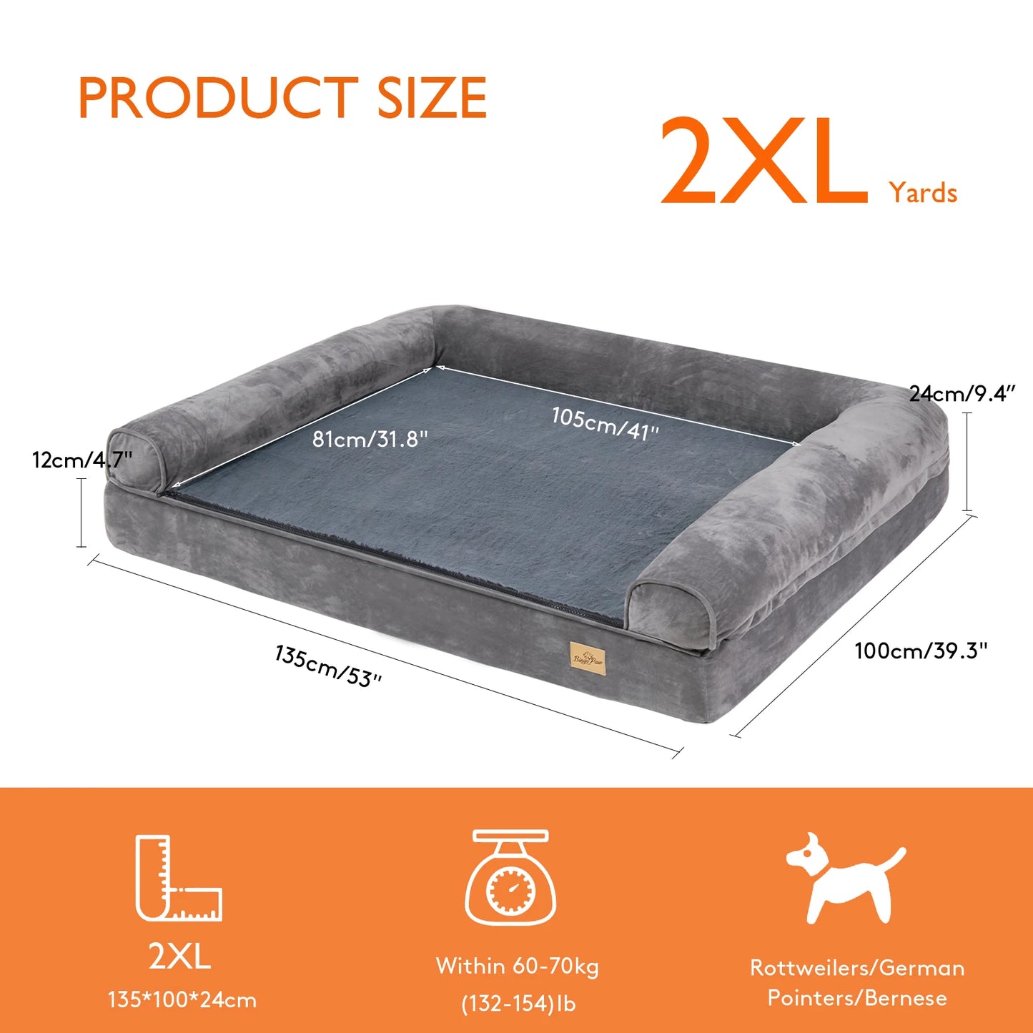Dog Bed Extra Large, Orthopedic, Removable Washable Cover