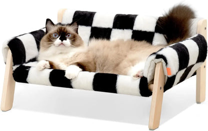 Pet Sofa, Wooden Elevated , with Removable Mattress Cover