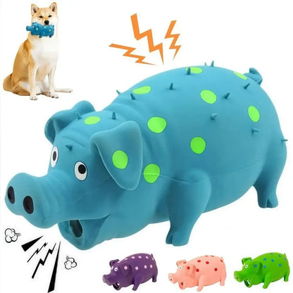 Fun natural latex spotted pig voice dog toy bite resistant and teeth cleaning interactive pet toy