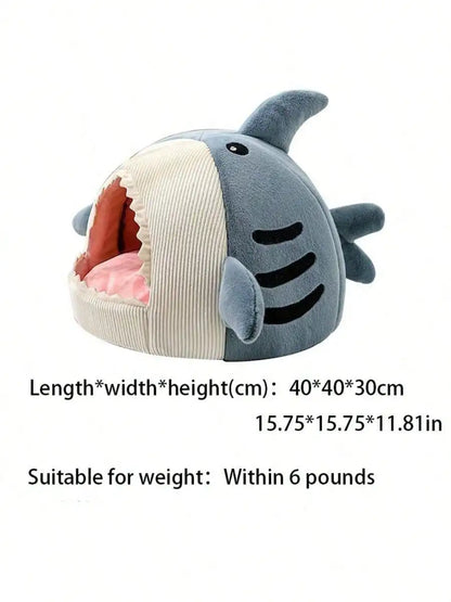 Soft Corduroy Enclosed Bed,  Playful Marine Design, Cats and Small Dogs