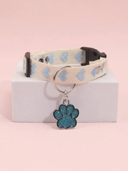 Leopard Print Collar, Glitter Paw Charm, Adjustable, Small Dogs & Cats