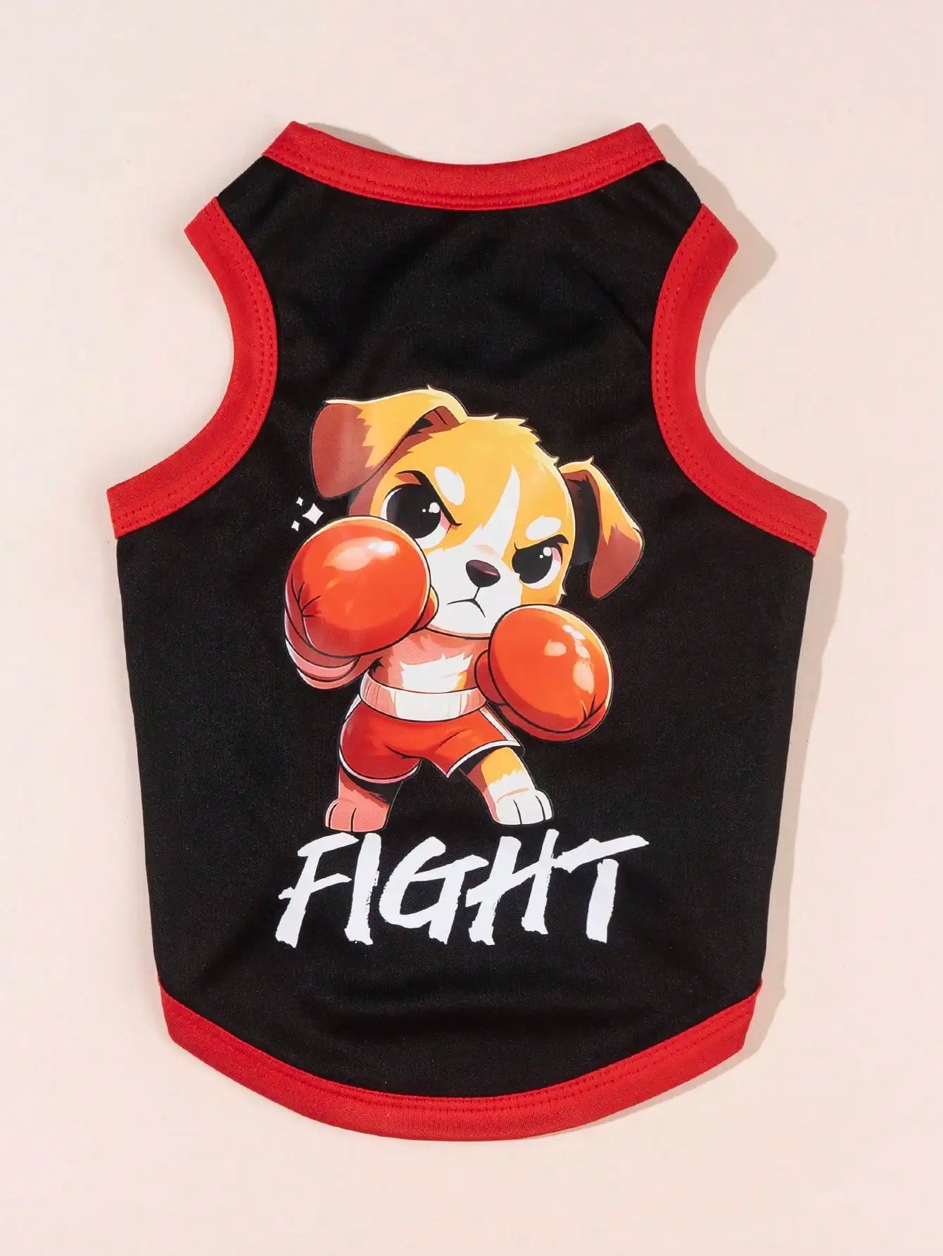 Black Vest, Cartoon Boxer Print, Dogs, Cats