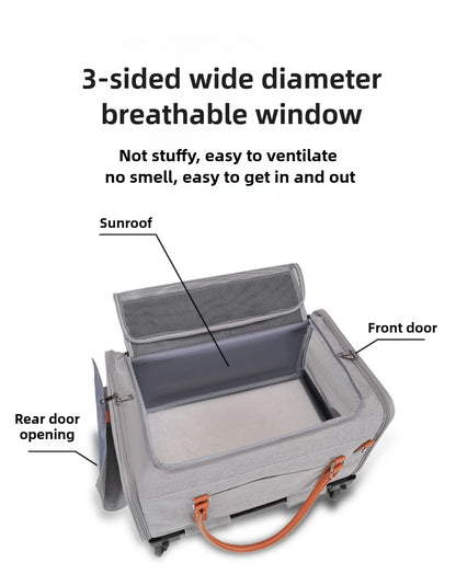Pet Carrier with Wheels, Foldable Trolley, Cats & Dogs