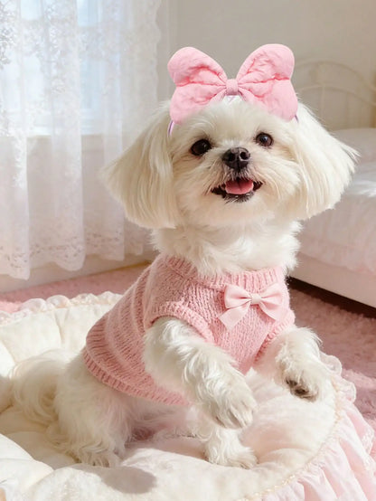 3/10 Pcs Quilted Bow Hair Bands, Dogs & Cats