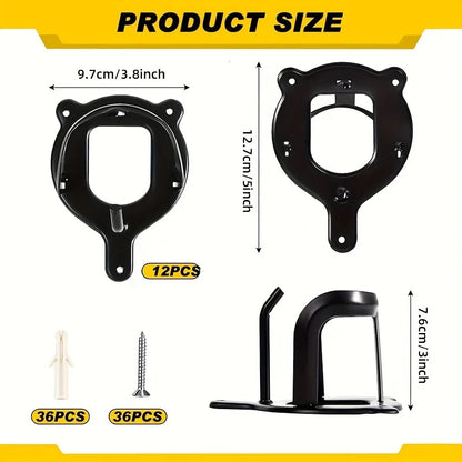 12pcs Black Metal Saddle Racks with Hooks