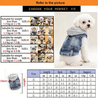 Denim Hooded Dog Vest
