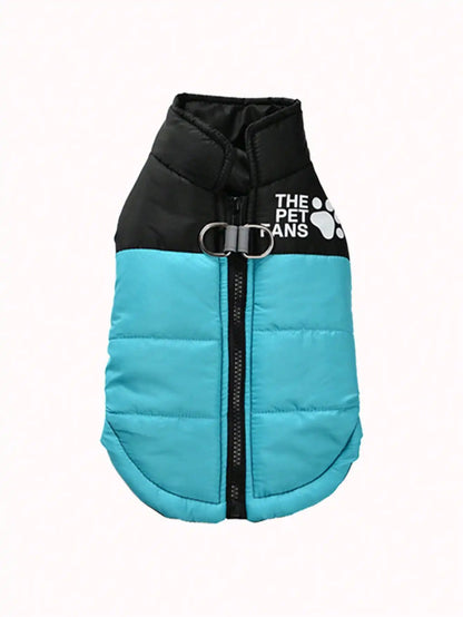 Warm Puffer Dog Vest with Zipper Front