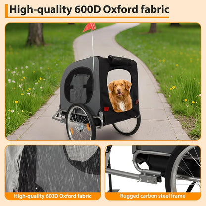 Steel Dog Bike Trailer, Max 40kg, Water Resistant
