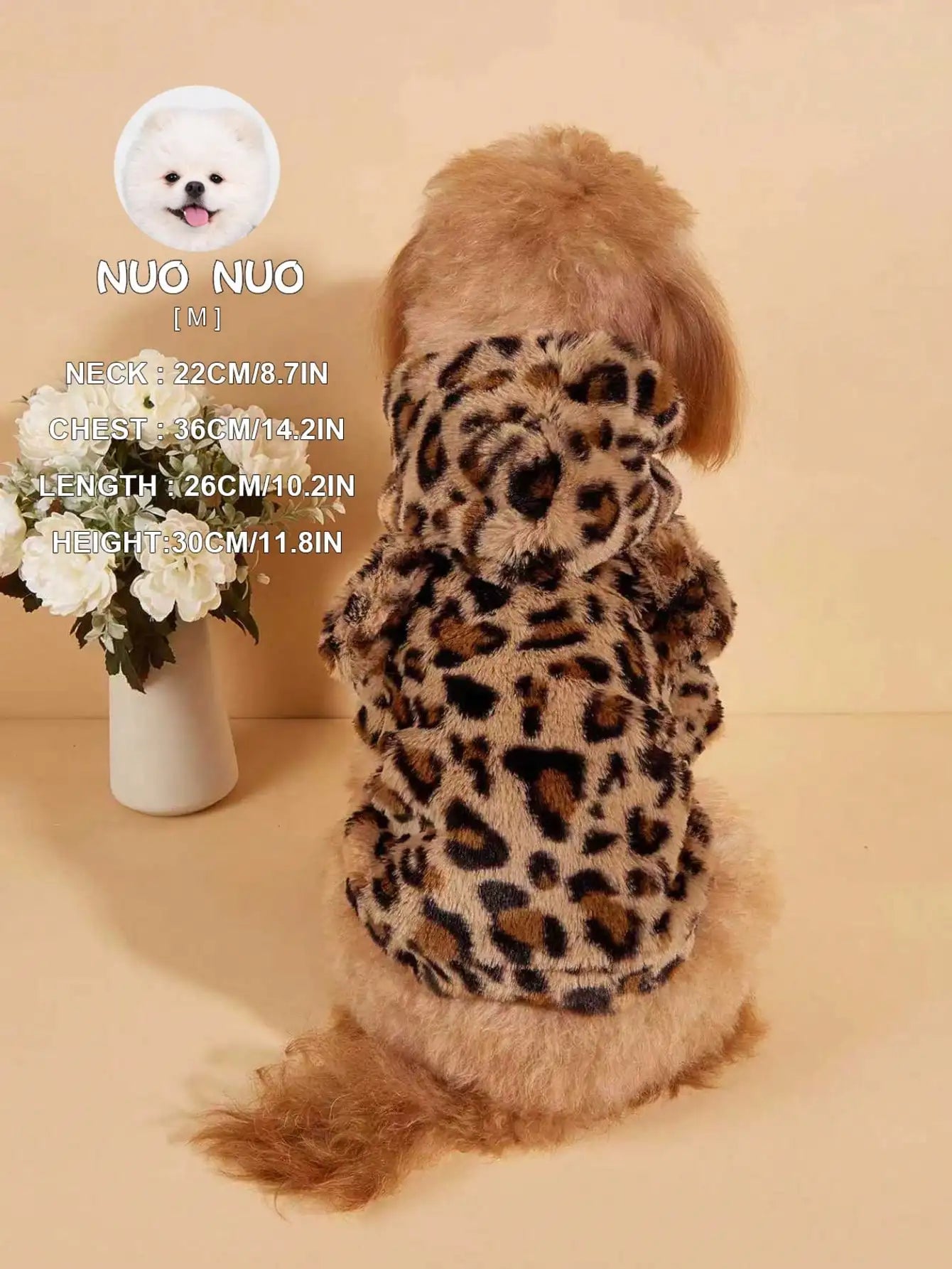 Leopard Print Hooded Fleece Sweater, Small to Medium Dogs