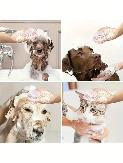 Bathing Brush, Massage Bristles, Shampoo Dispenser, for Dogs & Cats