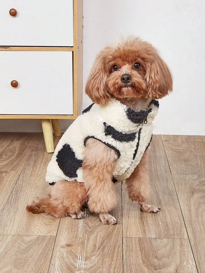 Sherpa Vest, Black Spot Pattern, Warm Winter Coat, Dogs, Cats