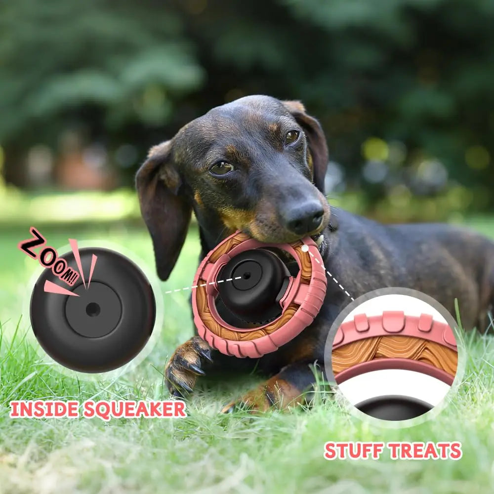 Dog Toys for Aggressive Chewers Large Medium Breed, Indestructible Squeaky Dog Chew Toys, Tough Nylon Rubber Interactive Dog