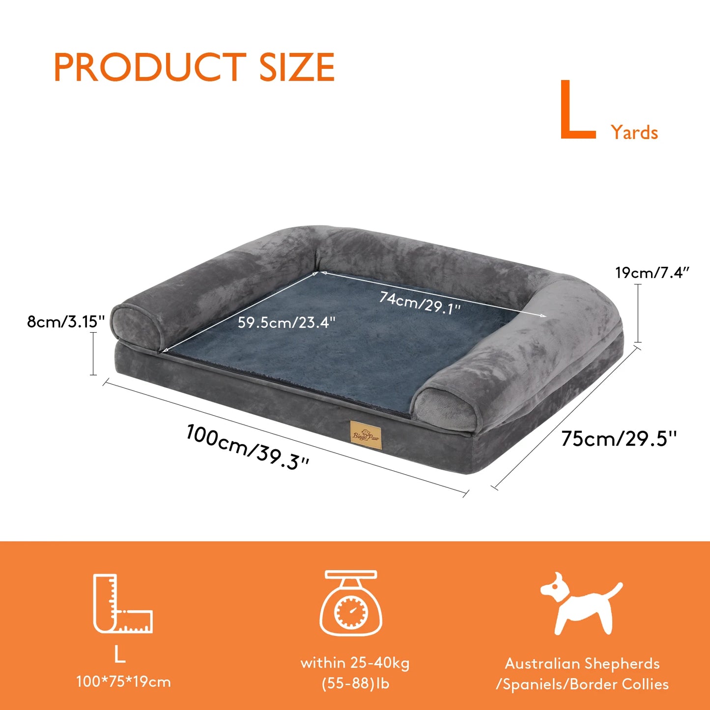 Dog Bed Extra Large, Orthopedic, Removable Washable Cover