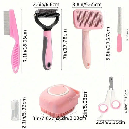 Dog Grooming Kit,  Nail Clippers, Flea Comb, Brush & Shampoo Tool
