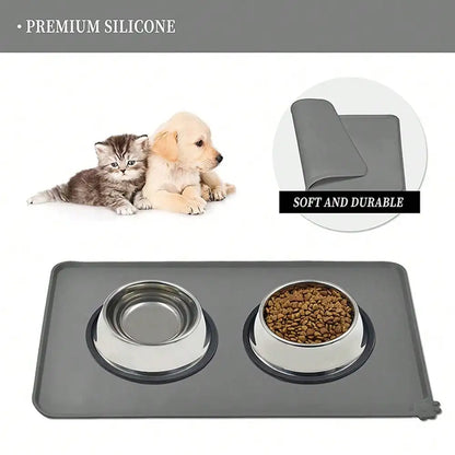 Waterproof Silicone Mat, Non-Slip, Feeding Tray for Cats,  Dogs
