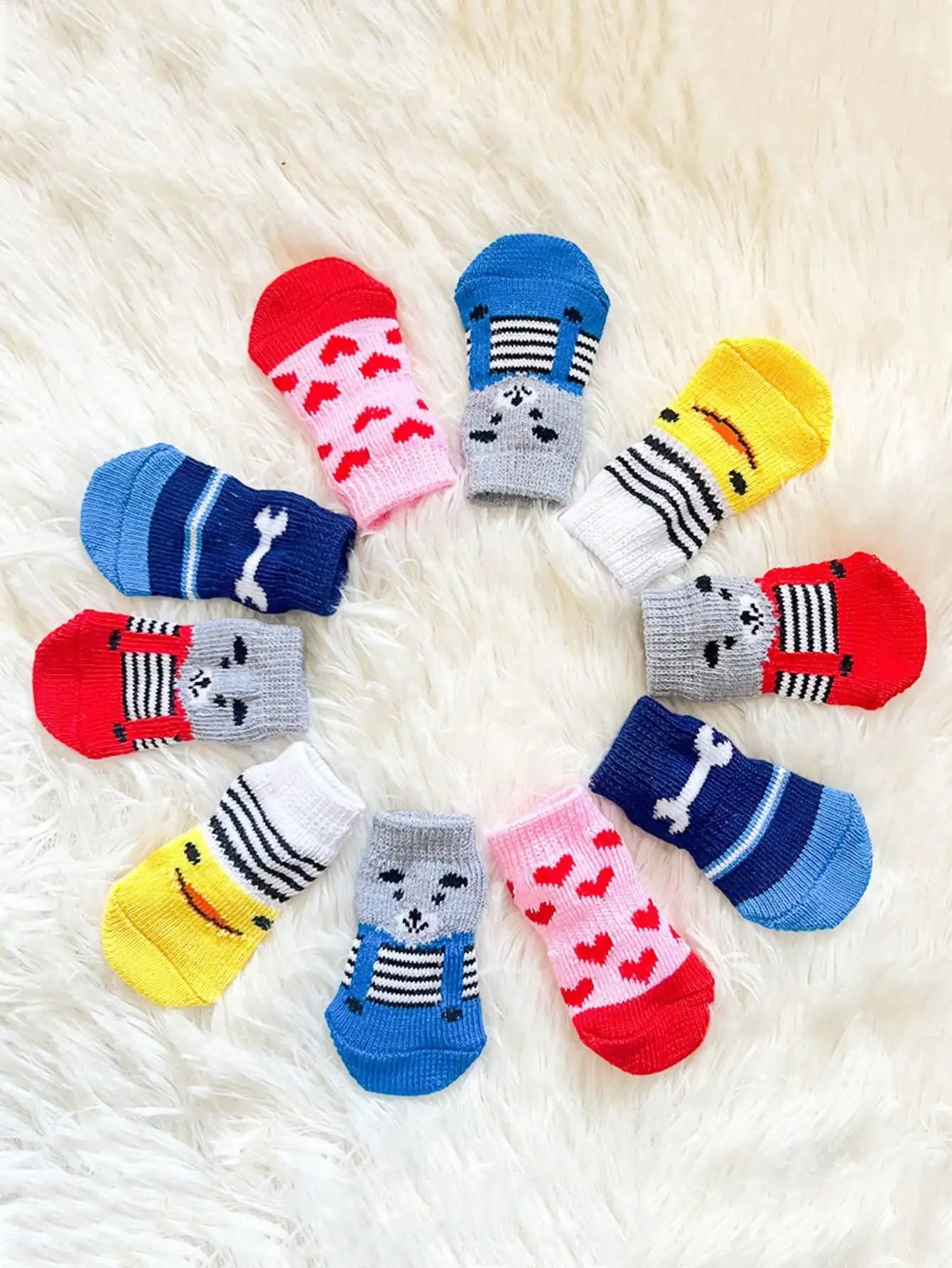 4pcs Non-Slip Warm Dog Socks