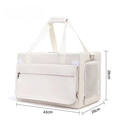 Double Layer Breathable Pet Carrier with Wheels Foldable