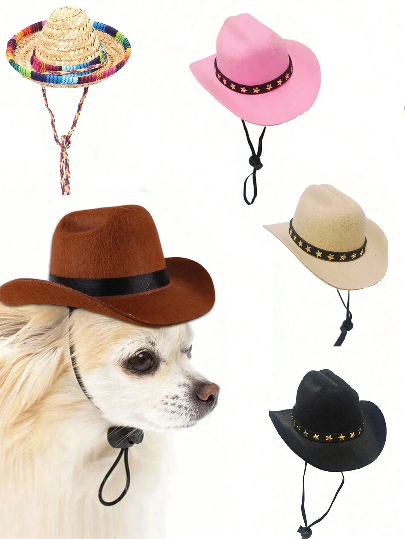 Western-Style Hat, Adjustable, in Multiple Colors, Dogs or Cats