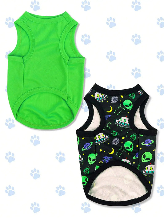 2-Pack Vest,  Alien & Space Print, for Dogs and Cats