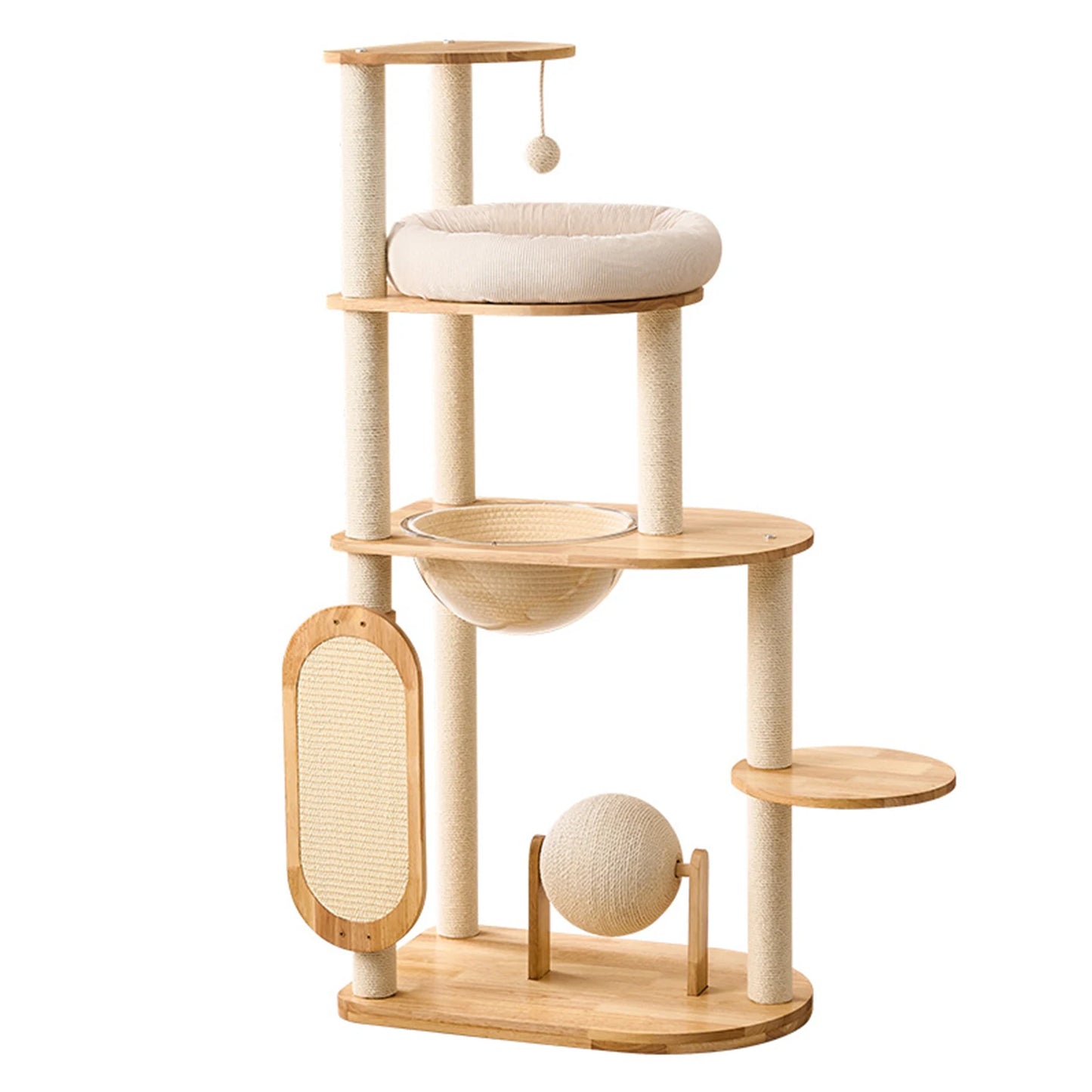 Rubber Wood Cat Climbing Frame, Scratching Posts