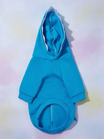Blue Shark-Style Hoodie, Warm for Fall, Winter