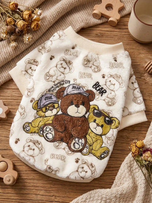 Sweatshirt with Bear Print Design, Winter