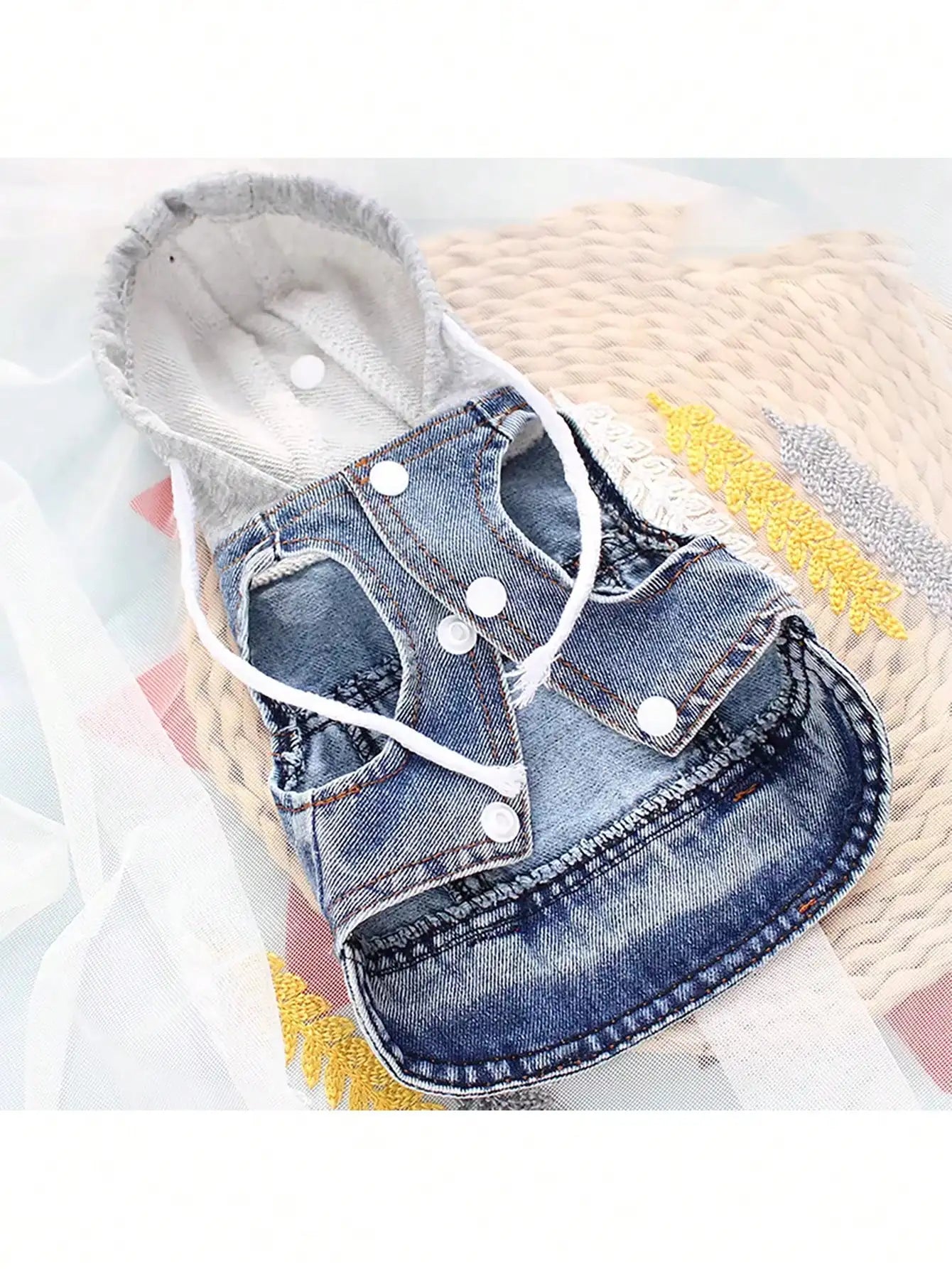 Denim Hooded Dog Vest