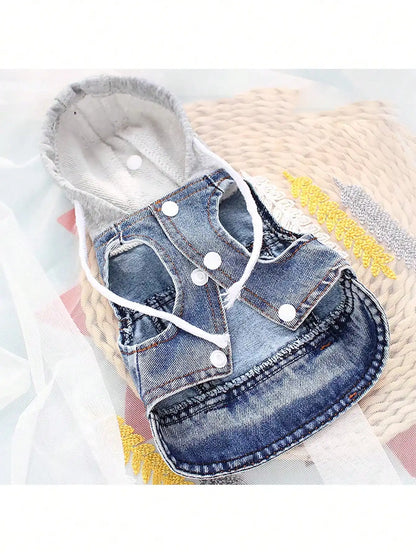 Denim Hooded Dog Vest