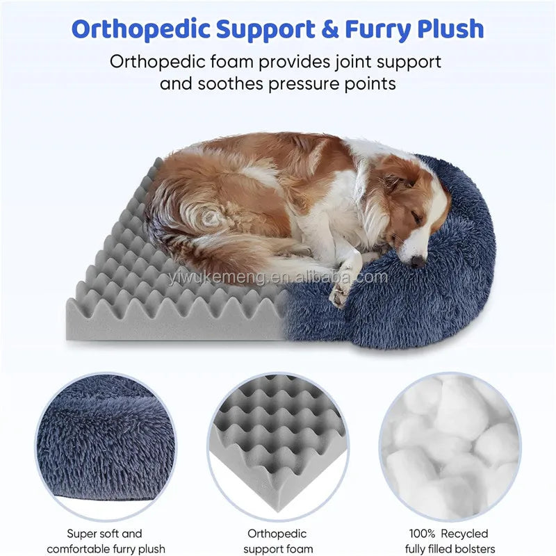 Thickened orthopedic bed, large dogs, washable plush cover